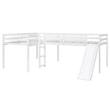 L-Shaped Twin Size Loft Bed with Ladder and