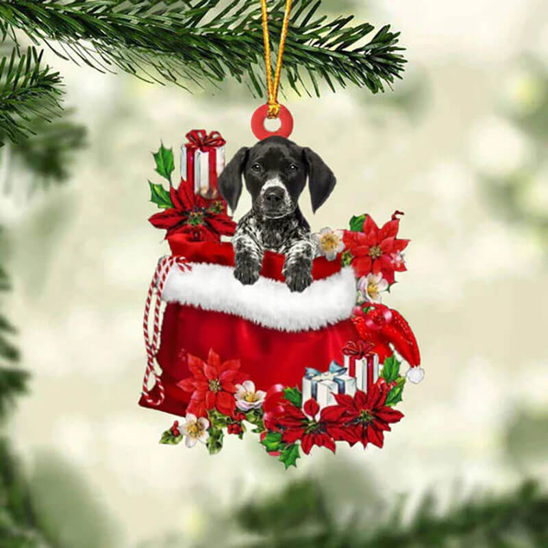 German Shorthaired Pointer In Gift Bag Christmas Ornament