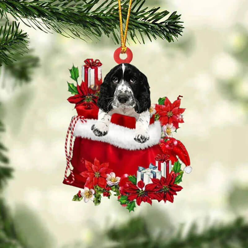 English Springer Spaniel In Gift Bag Christmas Ornament