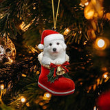 Great Pyrenees In Santa Boot Christmas Hanging Ornament