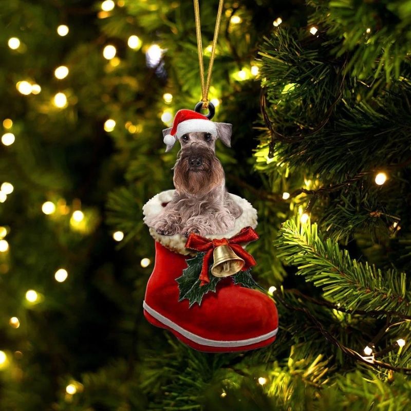 Cesky Terrier In Santa Boot Christmas Hanging Ornament