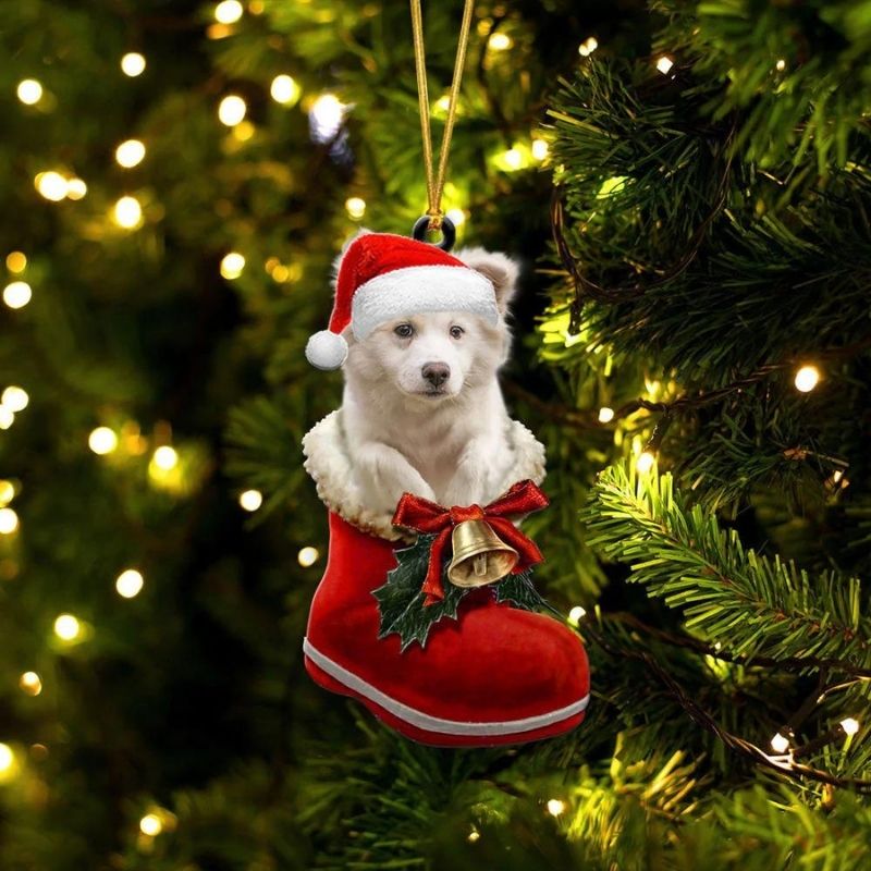 Icelandic Sheepdog In Santa Boot Christmas Hanging Ornament