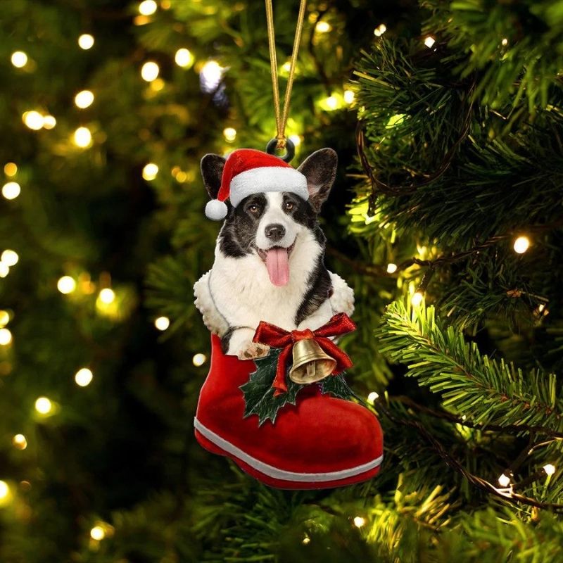 Pembroke Welsh Corgi Sable & White In Santa
