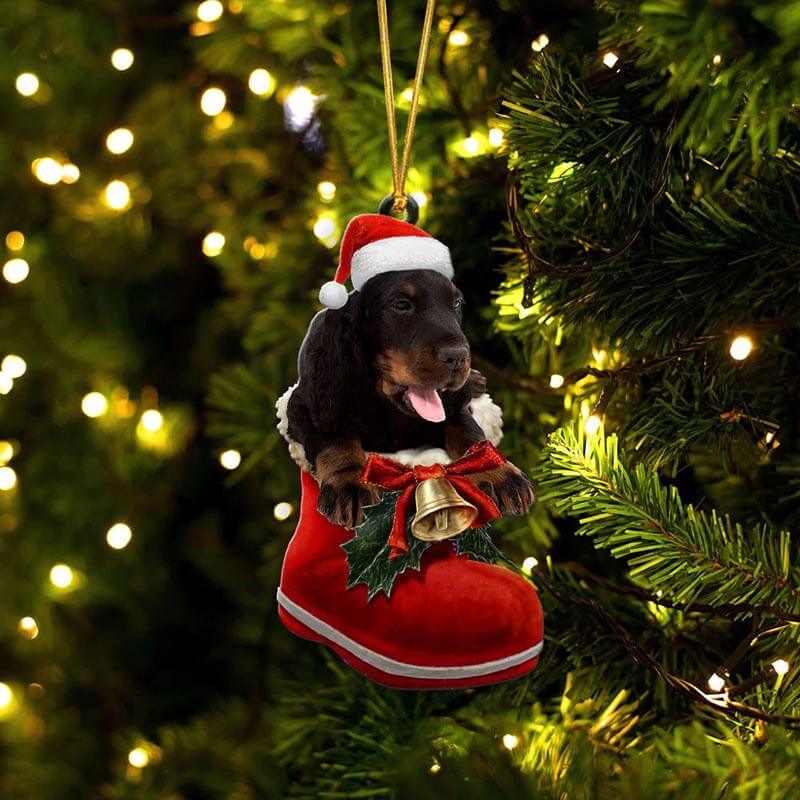 Gordon Setter In Santa Boot Christmas Hanging Ornament