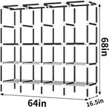 LEEGOHOME Closet Wardrobe 64in 163x42x170cm Wardrobe Steel Fabric