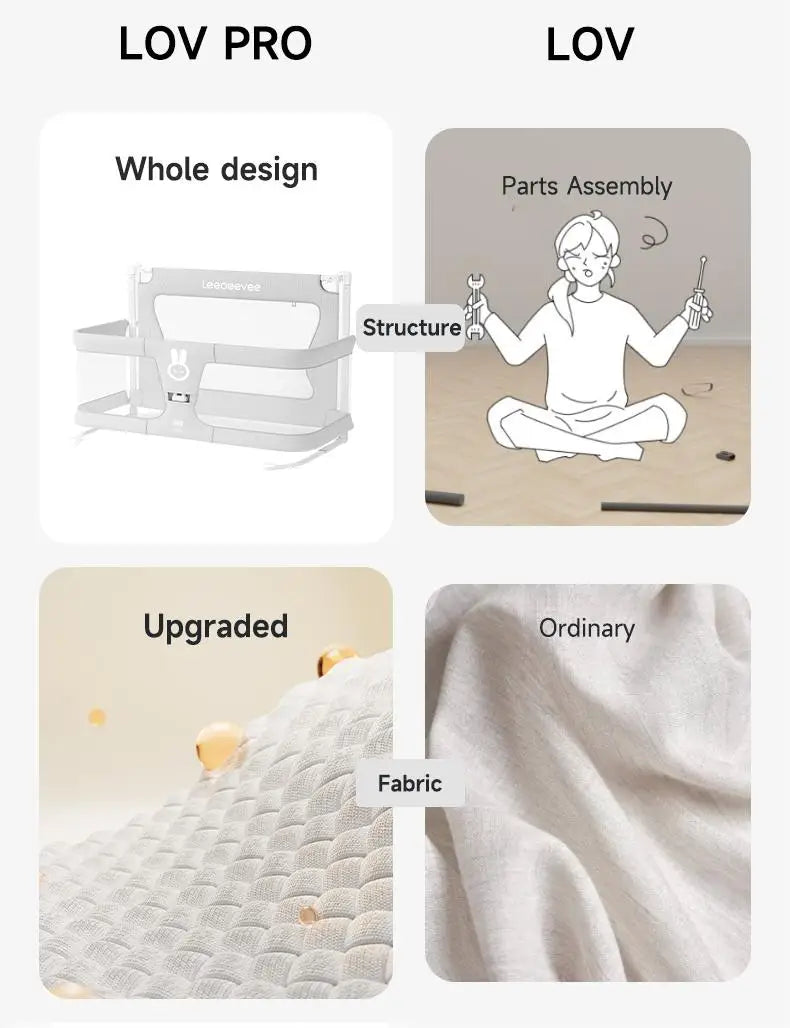 LEEOEEEVEE Simple Lightweight Baby Cot Dual-use Comfortable Toddler