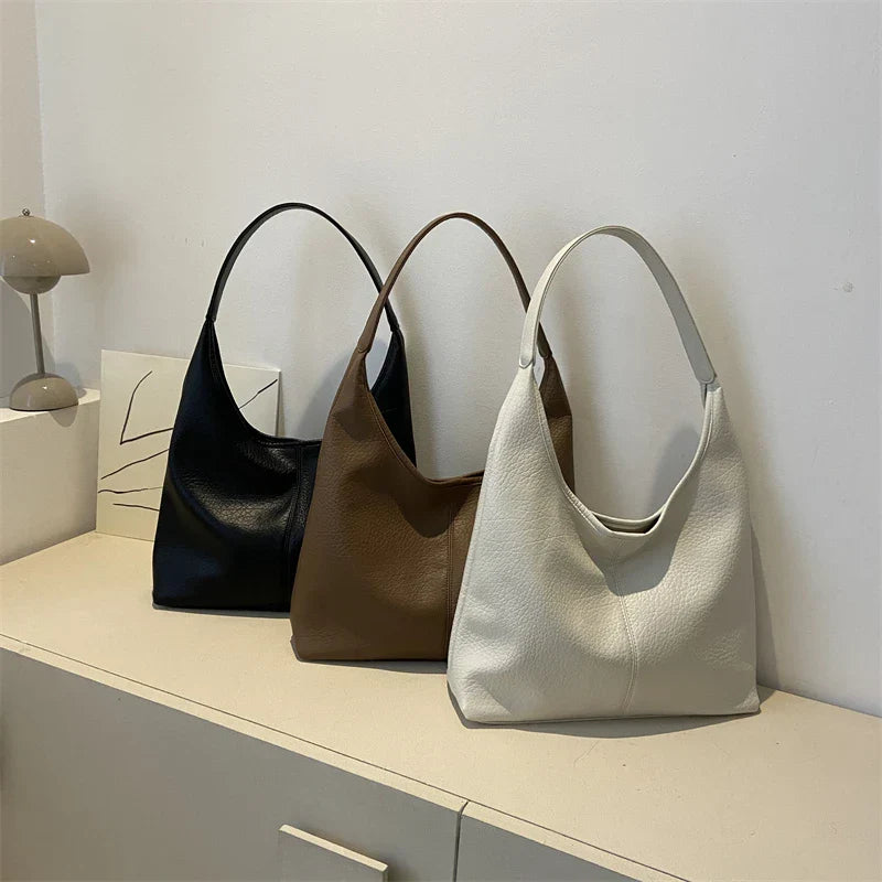 LEFTSIDE 2 PCS/SET Fashion Leather Tote Bag for Women 2023 Tend Female Simple Large High Capacity Shoulder Bag Handbags