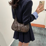 LEFTSIDE Retro Belt Design PU Leather Shoulder Bags for Women 2023 Y2K Small Vintage Female Underarm Crossbody Bag Handbags