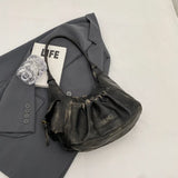 LEFTSIDE Retro Leather Shoulder Bags for Women 2023 Winter Vintage Underarm Bag Handbags and Purses Latest Fashion Hand Bag