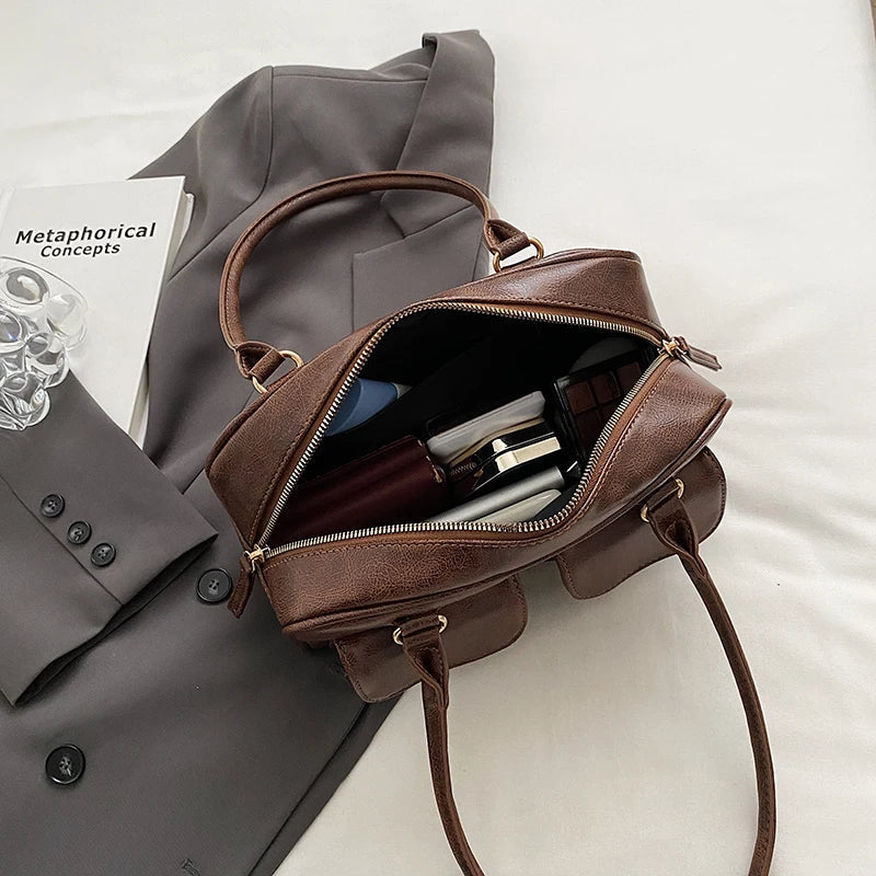 LEFTSIDE Small Double Pockets Shoulder Bags for Women 2023 New Fashion Trend Designer Underarm Bag Female Handbags and Purses