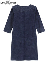 LIH HUA Women's Plus Size Denim Dress Autumn