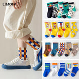 LJMOFA 5 Pairs Children Socks for Girls Boy
