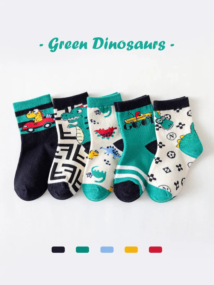LJMOFA 5 Pairs Children Socks for Girls Boy