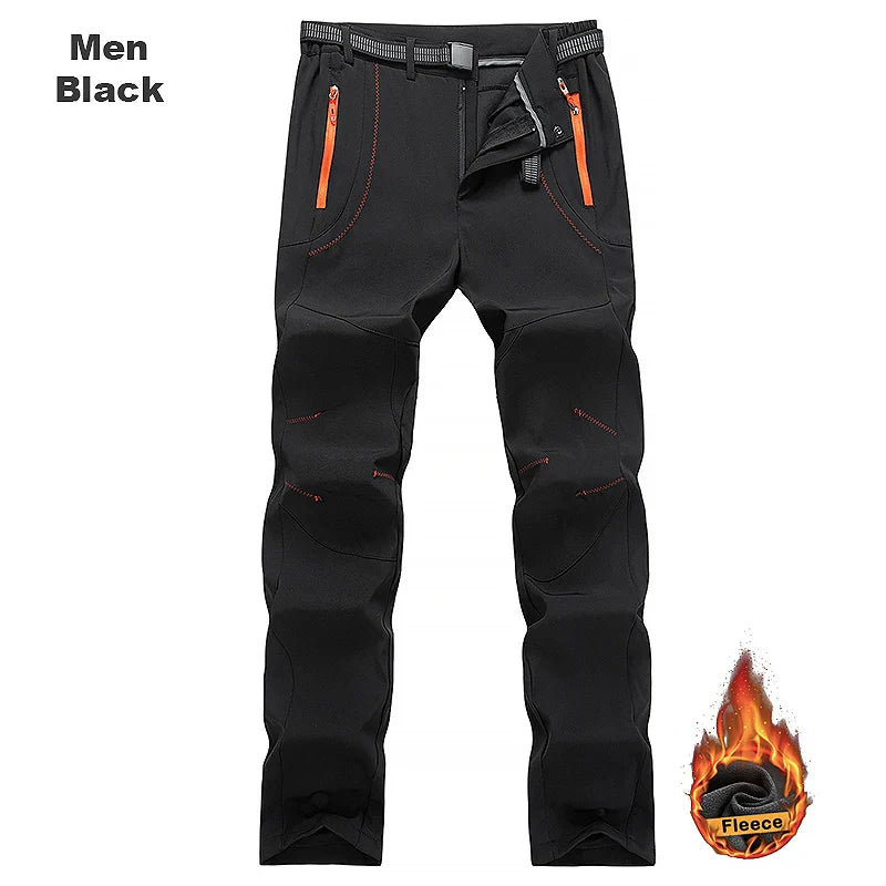 LNGXO Thick Warm Fleece Hiking Pants Men Winter