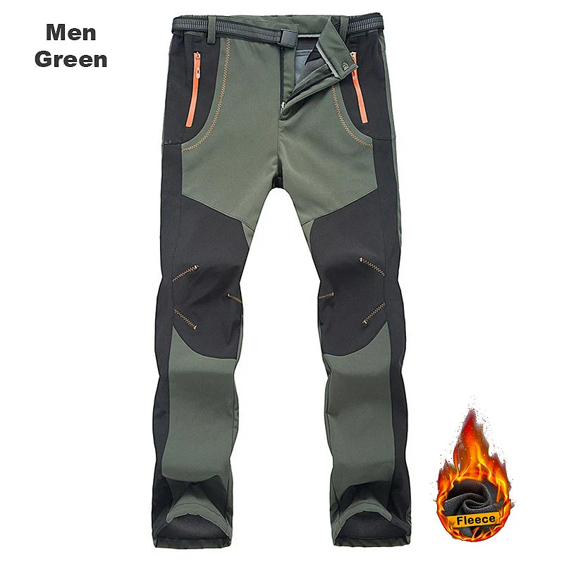 LNGXO Thick Warm Fleece Hiking Pants Men Winter