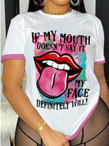 LW Plus Size Lip Letter Print Tshirt summer