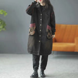 Lady Denim Coat 2023 Winter Autumn Pockets Loose