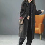 Lady Denim Coat 2023 Winter Autumn Pockets Loose