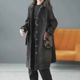 Lady Denim Coat 2023 Winter Autumn Pockets Loose