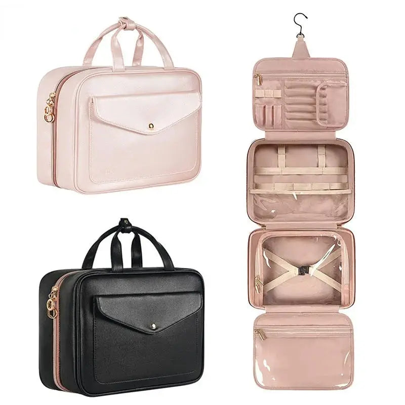 Large Capacity PU Leather Makeup Bag Travel Tote Waterproof Cosmetic Bag Toiletries Storage Bags Ladies Cosmetic Bag Organizer