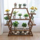 Large Triangular Wood Plant Stand Indoor 6 Tier