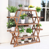 Large Triangular Wood Plant Stand Indoor 6 Tier