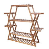 Large Triangular Wood Plant Stand Indoor 6 Tier