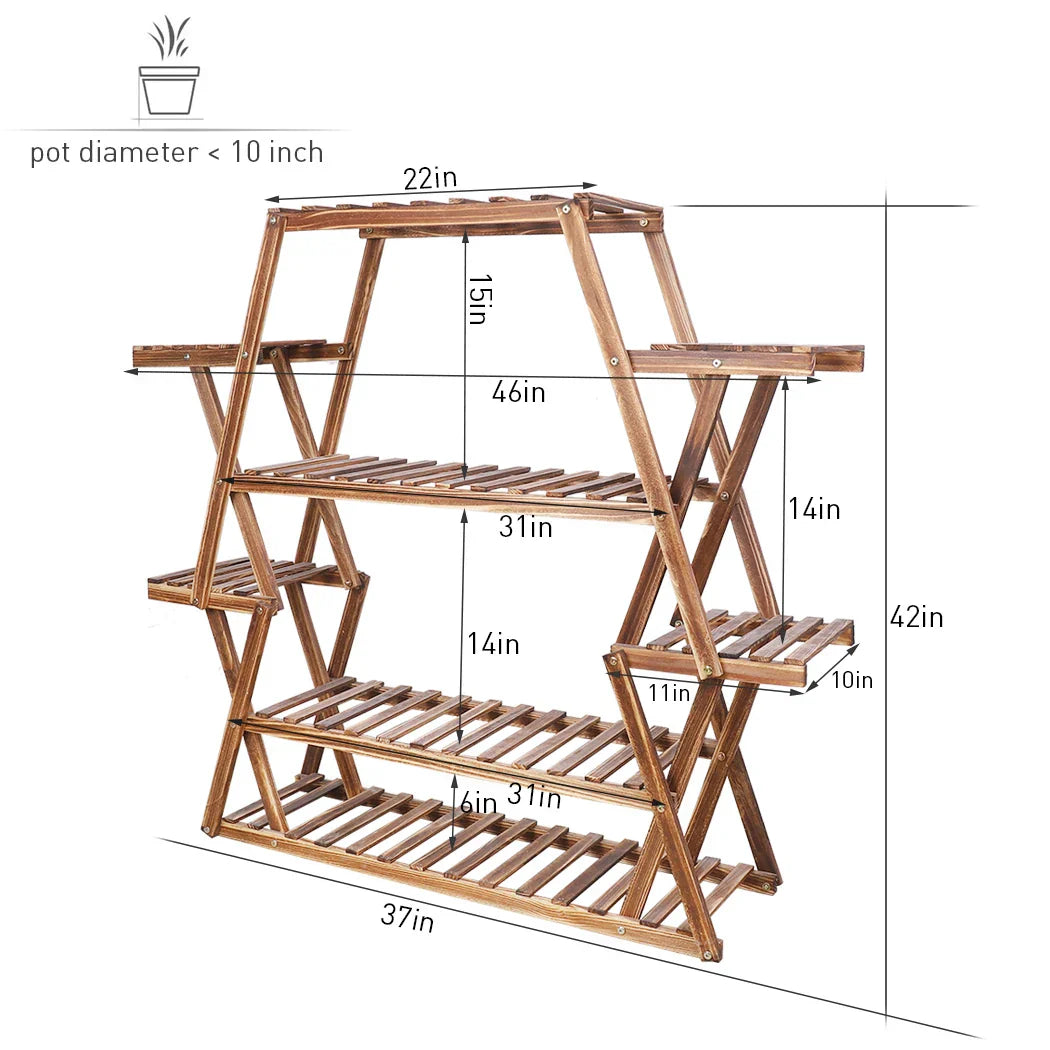 Large Triangular Wood Plant Stand Indoor 6 Tier