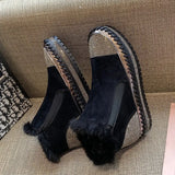 LazySeal Warm Real Mink Fur Shoes Women Luxury