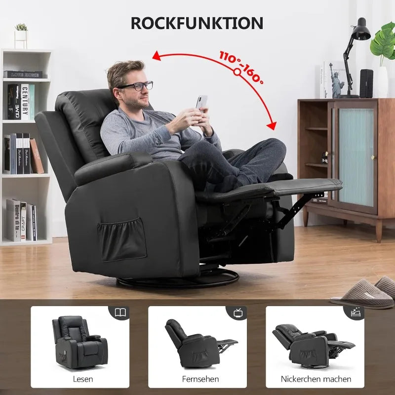 Leather Lounge Modern Sofa Seat with Heated Massage