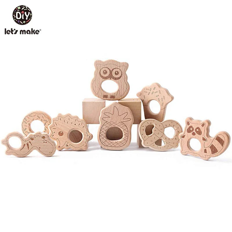 Let's Make 20pcs/lot Food Grade Beech Wooden Teethers