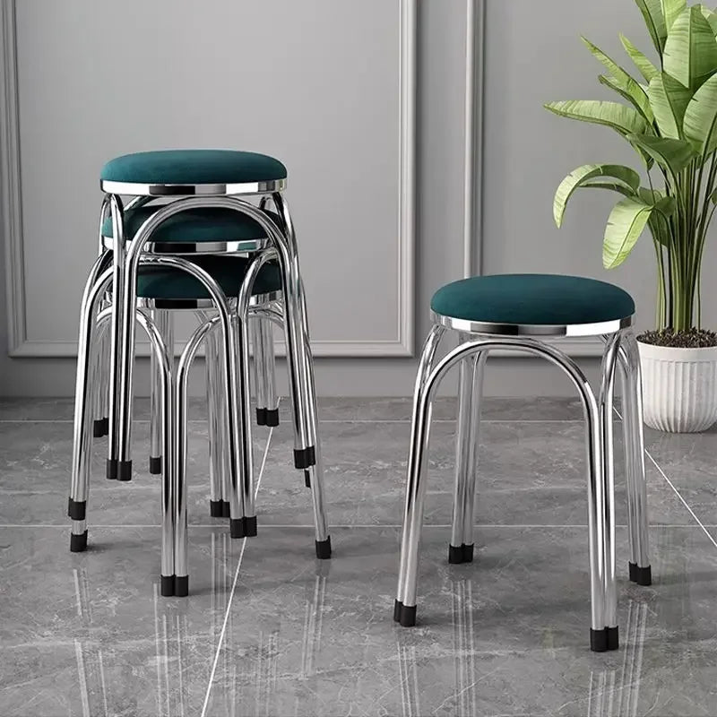 Light Luxury Stainless Steel Thickened Stools Stackable