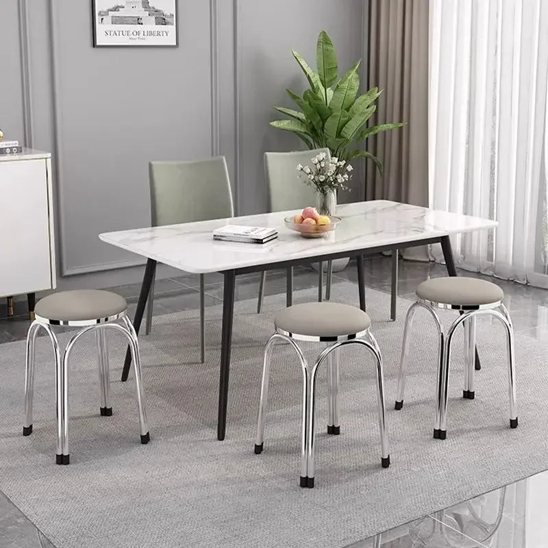 Light Luxury Stainless Steel Thickened Stools Stackable