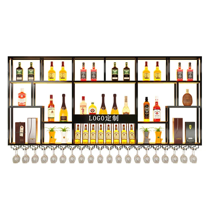 Light Shelf Wine Racks Modern Black Restaurant Vertical