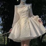 Lolita White Long Sleeve Dresses For Women Cheongsams