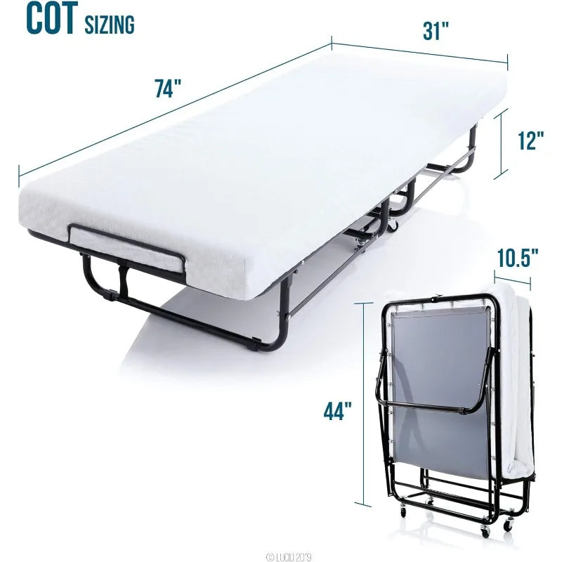 Lucid Rollaway Folding Guest Bed with 4 Inch