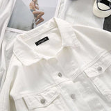 Lucuever White Denim Jacket Women 2024 Autumn Casual