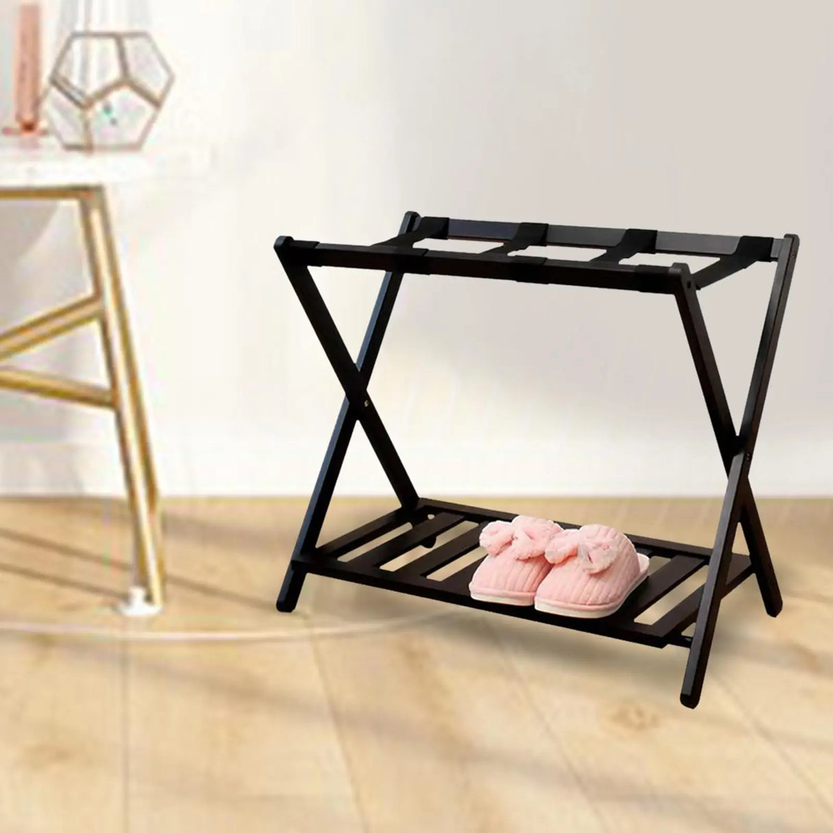 Luggage Rack Floor Standing with Shoes Shelf Suitcase