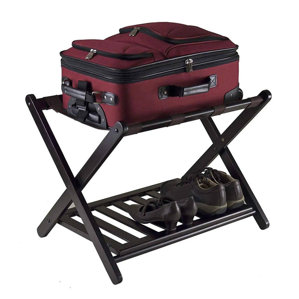 Luggage Rack Floor Standing with Shoes Shelf Suitcase