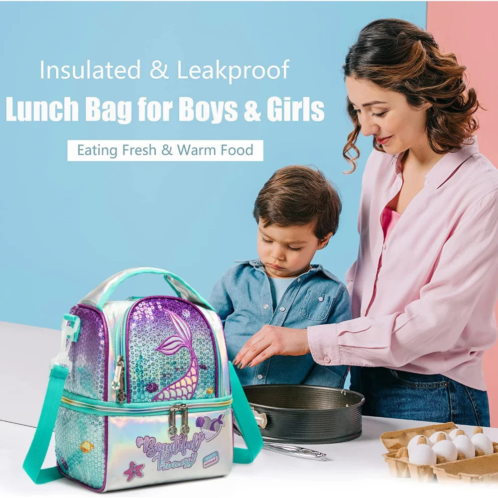Lunch Bag for Kids Insulated Bag Tote with Lunch Bag Food Bag High-quality Double-layer Large-capacity Waterproof