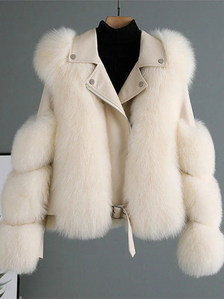 Luxury Faux Fur Leather Jacket For Women Fashion