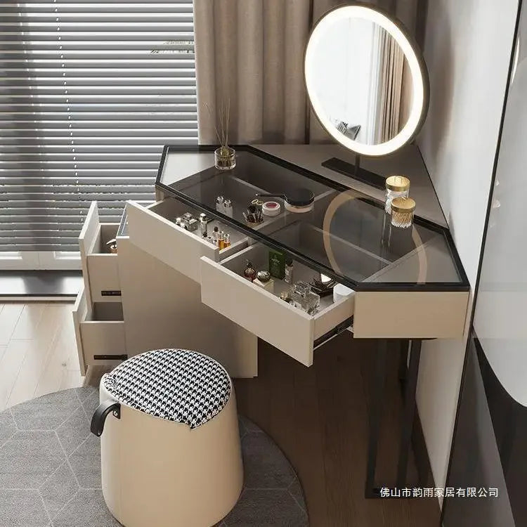 Luxury Modern Triangle Corner Vanity with LED Mirror