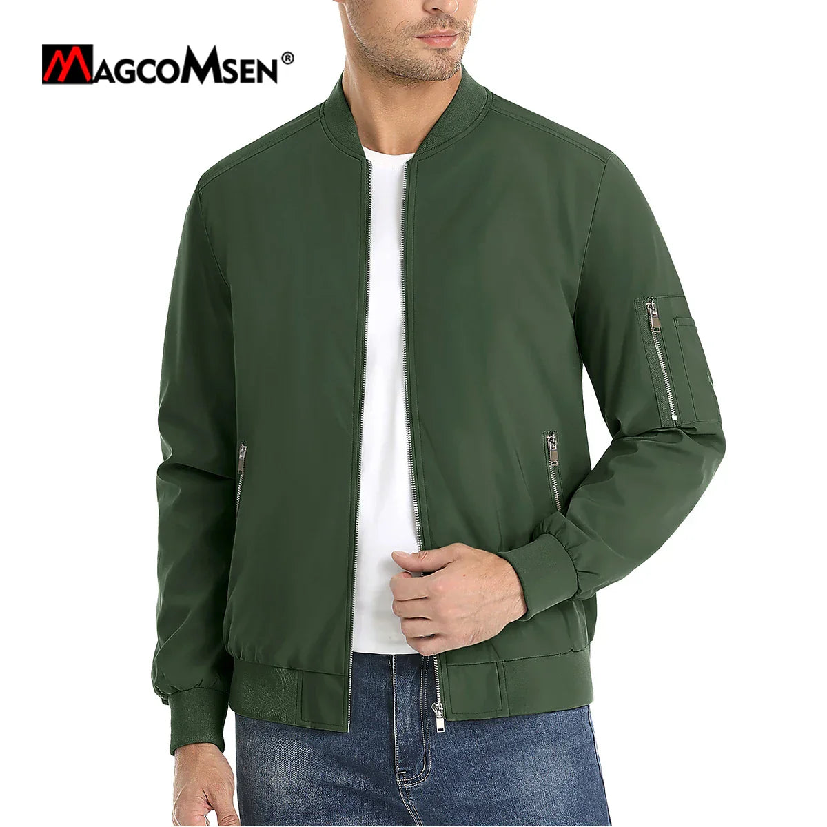 MAGCOMSEN Men's Aviator Jacket Lightweight Casual Spring Autumn
