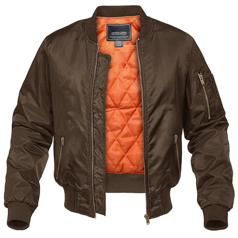 MAGCOMSEN Men's Aviator Jackets Thick Warm Orange Lining