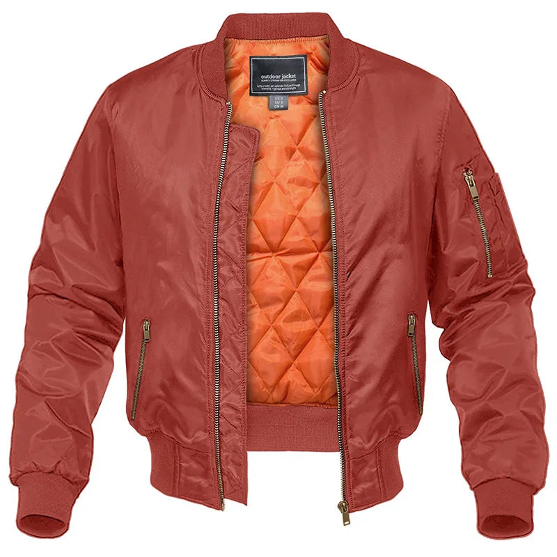 MAGCOMSEN Men's Aviator Jackets Thick Warm Orange Lining