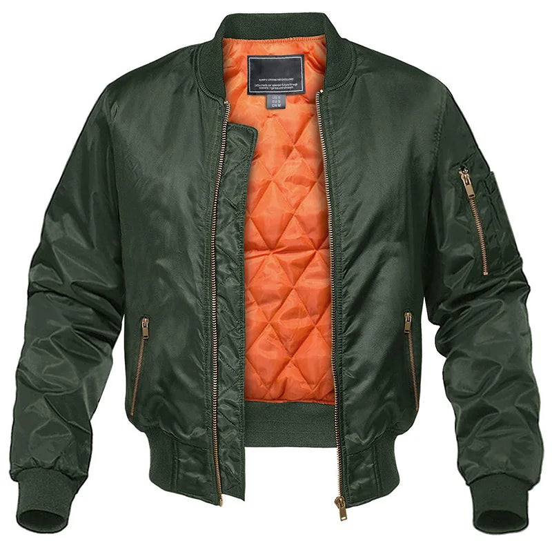 MAGCOMSEN Men's Aviator Jackets Thick Warm Orange Lining