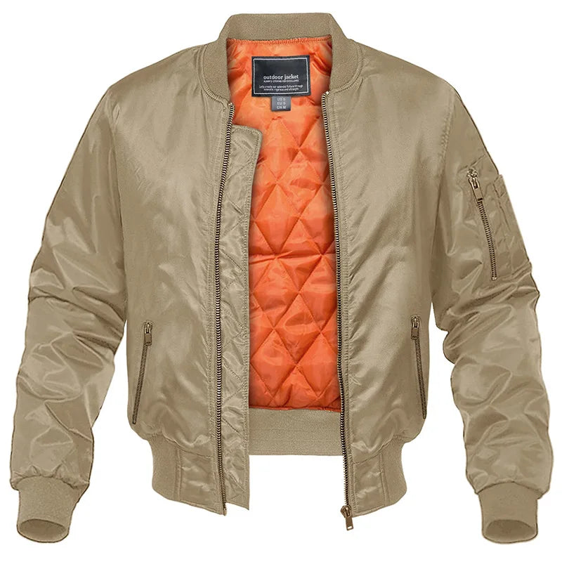 MAGCOMSEN Men's Aviator Jackets Thick Warm Orange Lining