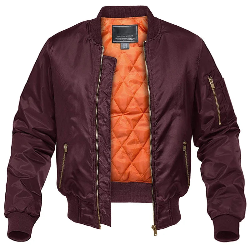MAGCOMSEN Men's Aviator Jackets Thick Warm Orange Lining