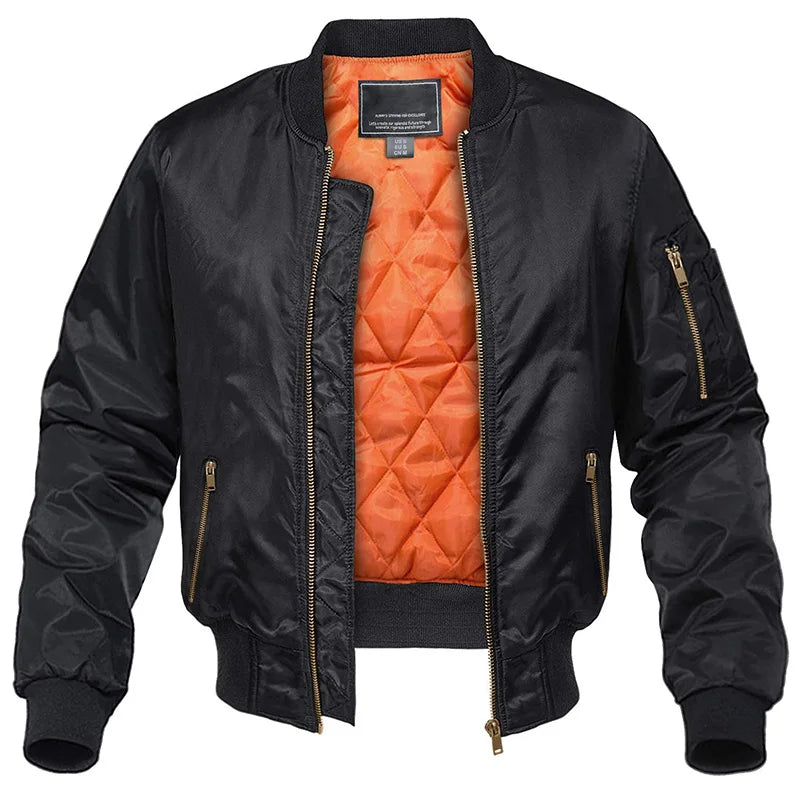 MAGCOMSEN Men's Aviator Jackets Thick Warm Orange Lining