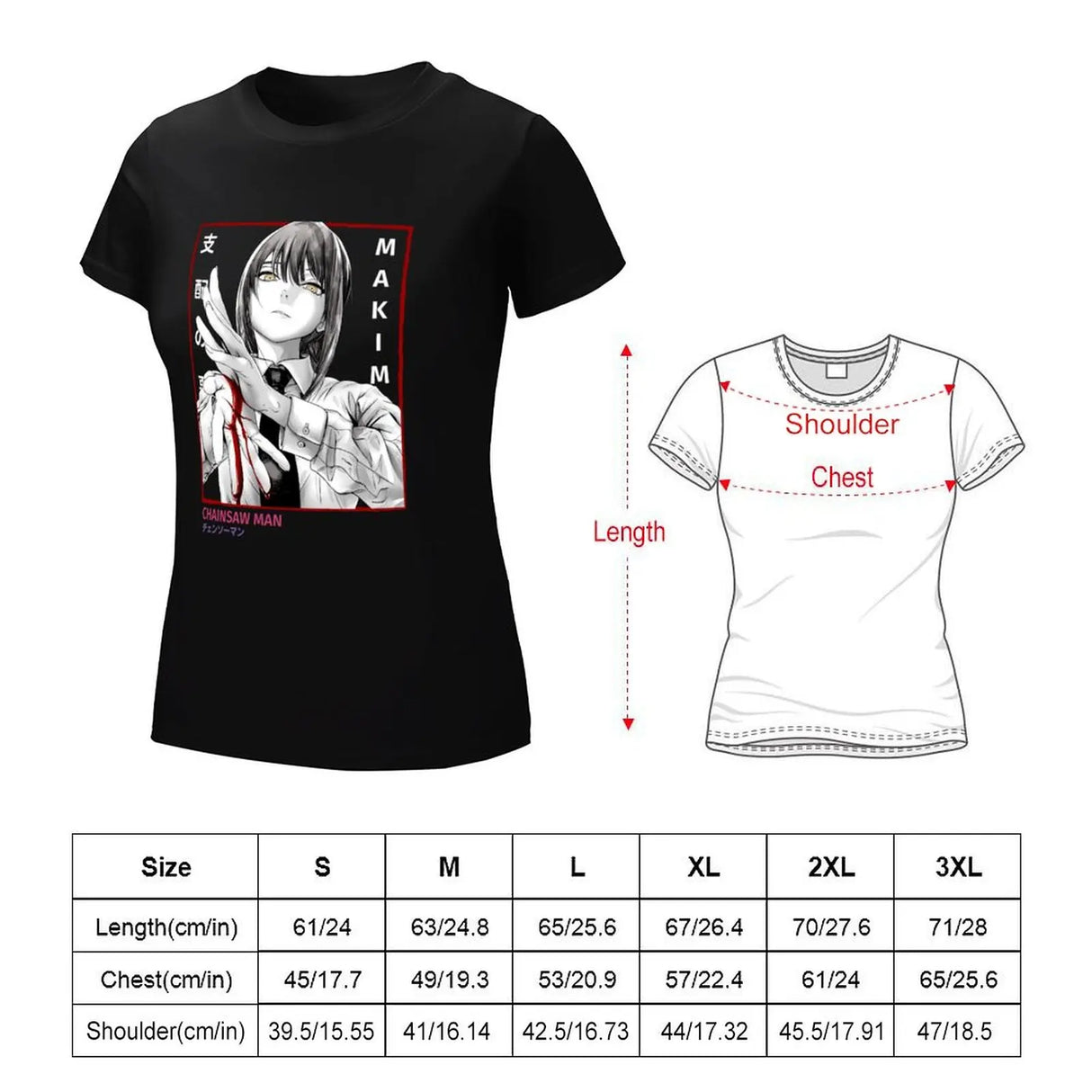 MAKIMA CHAINSAW T-shirt Female clothing Short sleeve tee